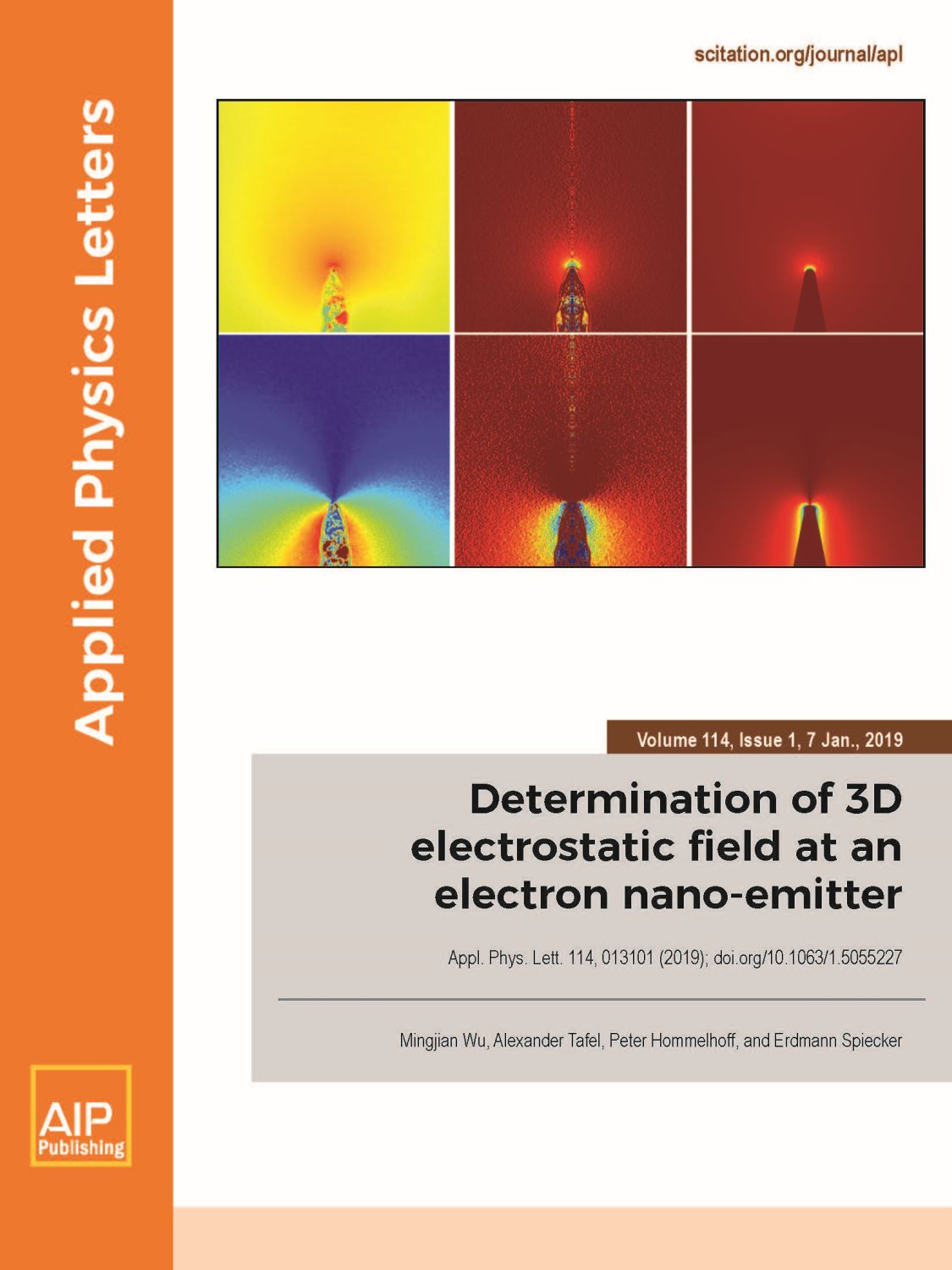 Towards entry "3D electrostatic field measurement at an electron nano-emitter on the front cover of Applied Physics Letters"